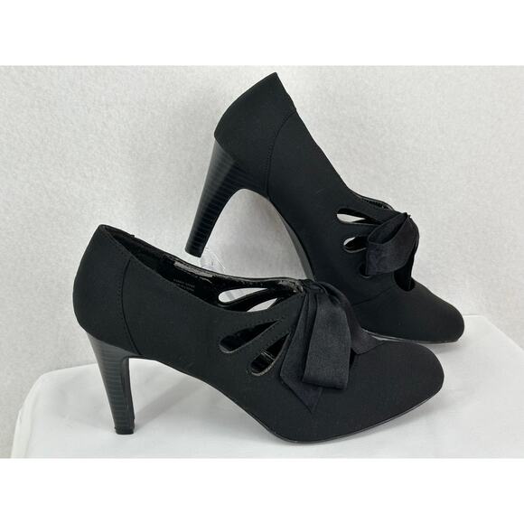 Ann Marino Fabric Heels With Bow Accent 9 1/2 - Picture 2 of 8